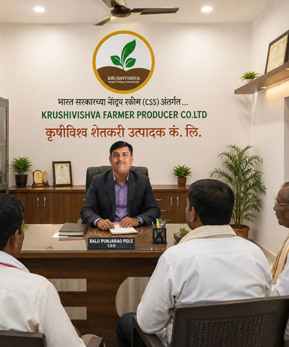 Krushivishva FPC CEO meeting with farmers at the company office